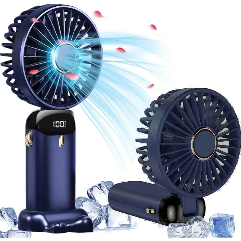 Mini Fan Portable Handheld Fan 5 Speed ​​USB Rechargeable 5000Mah with LED Display 7-16 Hours Quiet Suitable for Office Outdoor