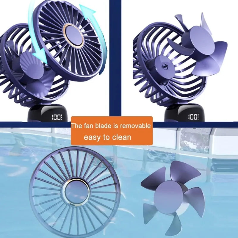 Mini Fan Portable Handheld Fan 5 Speed ​​USB Rechargeable 5000Mah with LED Display 7-16 Hours Quiet Suitable for Office Outdoor
